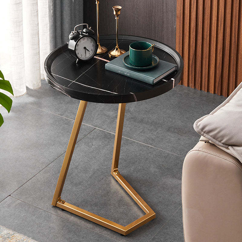 Modern Round Engineered Wood Iron Movable End Table