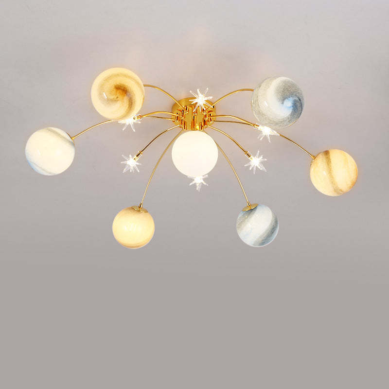 Contemporary Iron Starry Sky Moon Ceiling Light