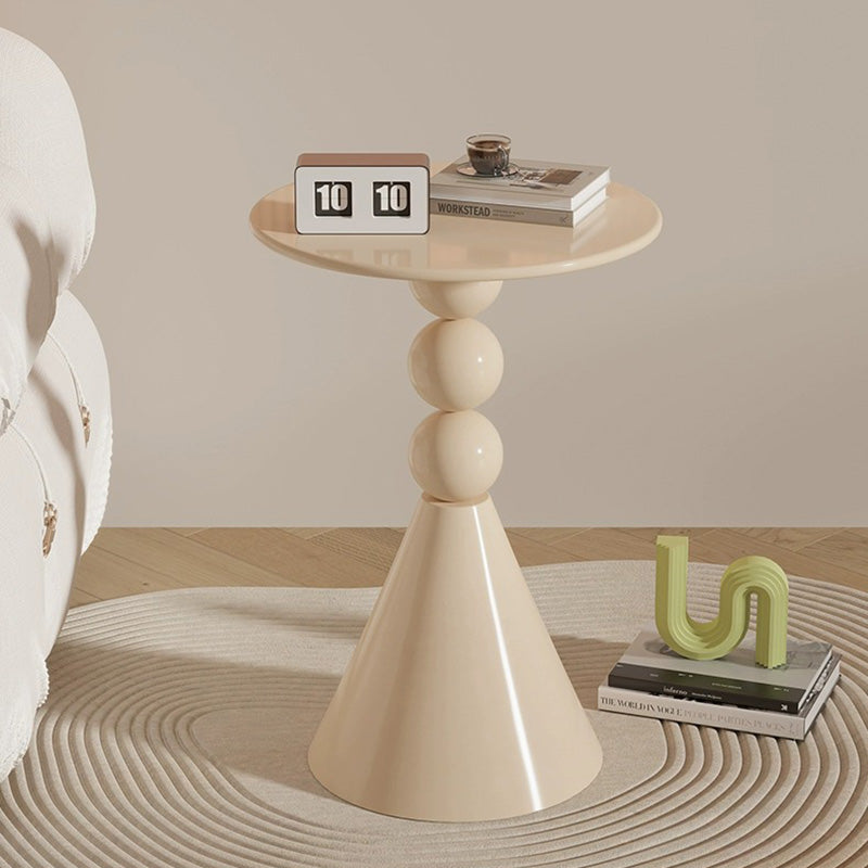 Minimalist Round Iron Metal Coffee Table — Beige