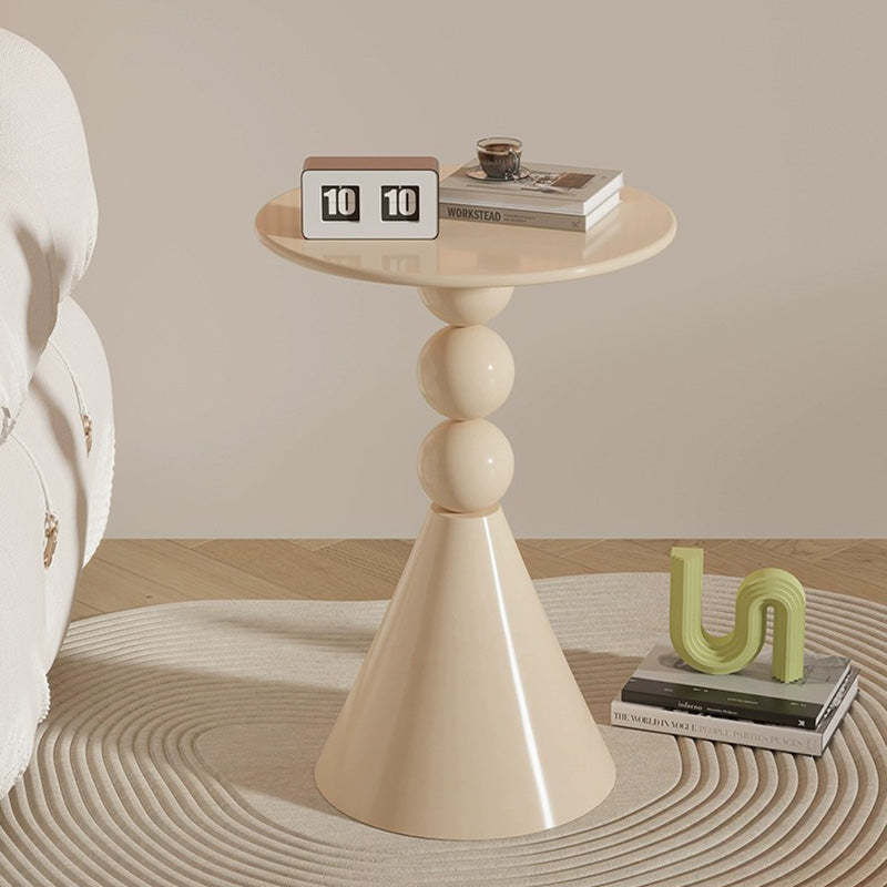 Minimalist Round Iron Metal Coffee Table — Beige