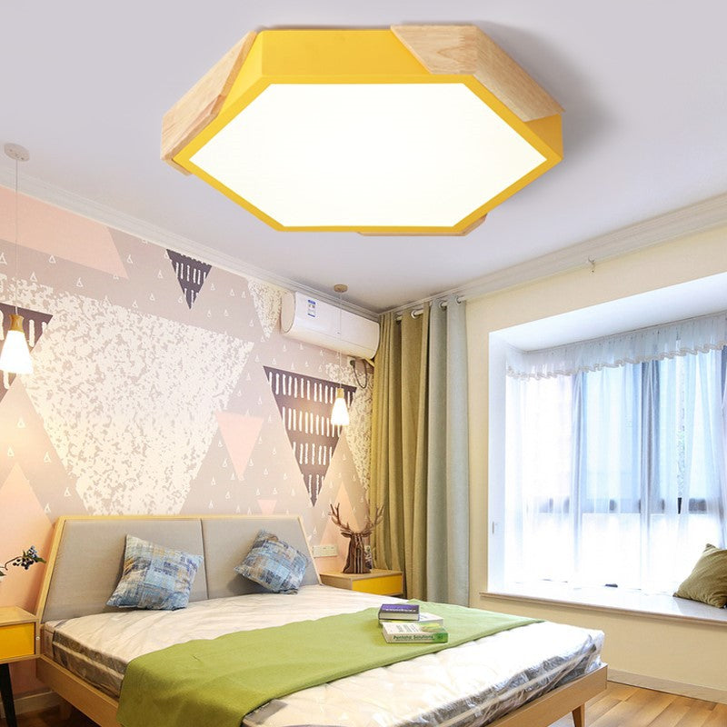 Scandinavian Hexagonal Macaron Flush Mount Light