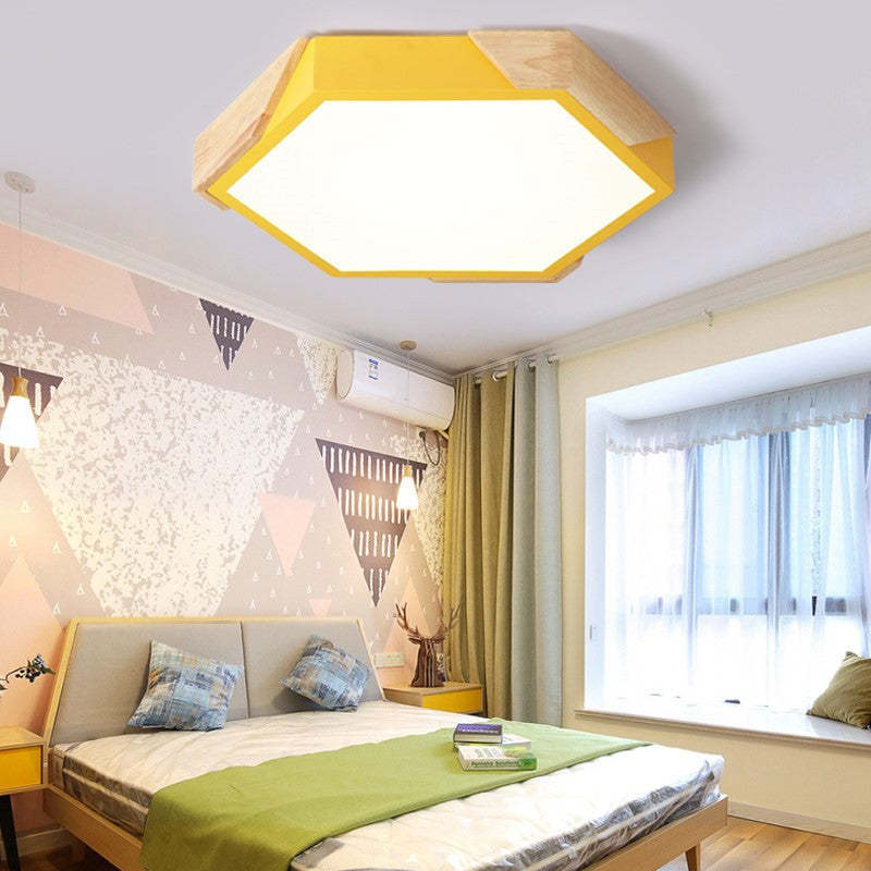 Scandinavian Hexagonal Macaron Flush Mount Light