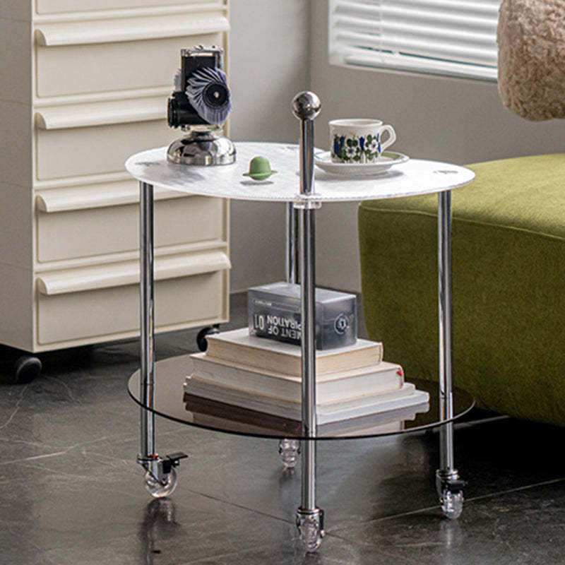 Minimalist Cloud Acrylic Steel 2-Tier End Table — Brown