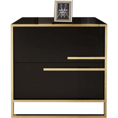 Modern Cubic Solid Wood Steel Nightstand
