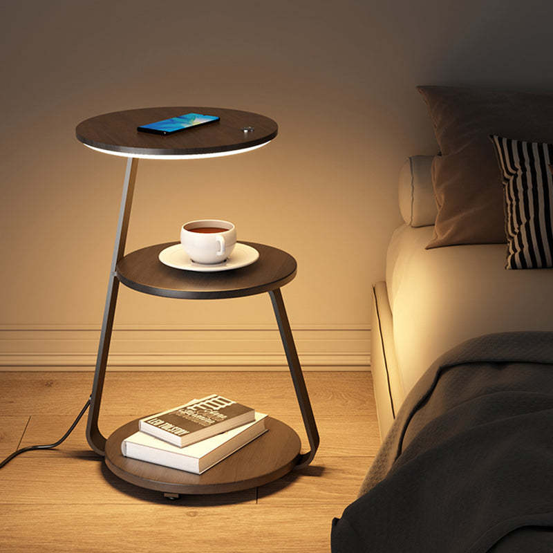 Nordic Walnut Nightstand With Wireless Charging