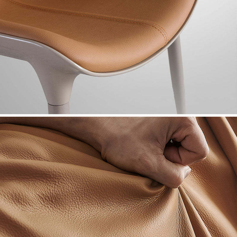 Modern Cowhide Steel Curved Dining Chair
