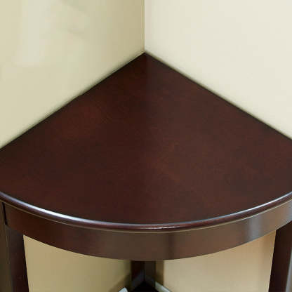 Retro Triangle Rubberwood 2-Tier Side Table