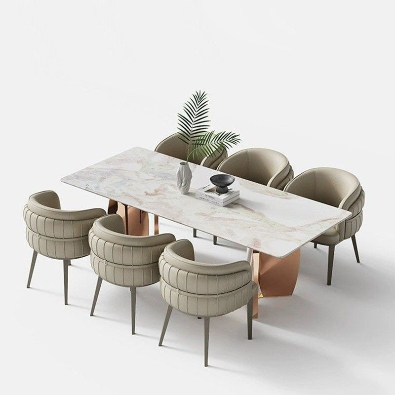 Modern Round Upholstered Leather Steel Dining Chair