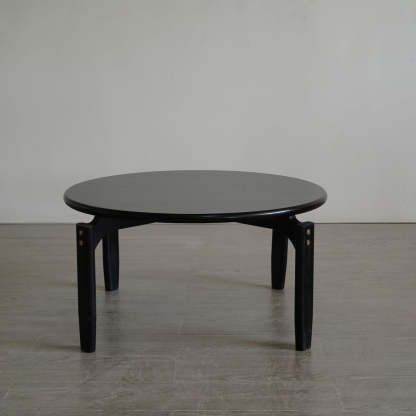 Minimalist Round Wood 4-Leg Coffee Table — Black