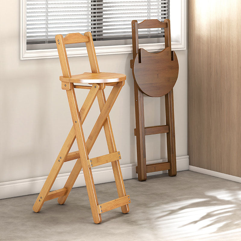 Contemporary Bamboo X-Leg Foldable Bar Stool — Log Color