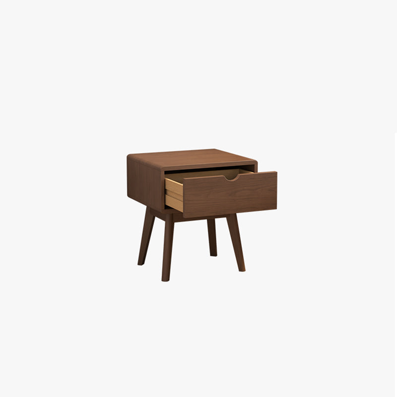 Modern Cubic Rubber Wood 1/2-Drawer Nightstand