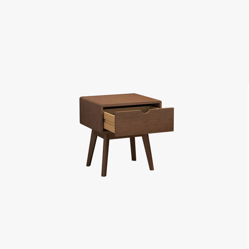 Modern Cubic Rubber Wood 1/2-Drawer Nightstand