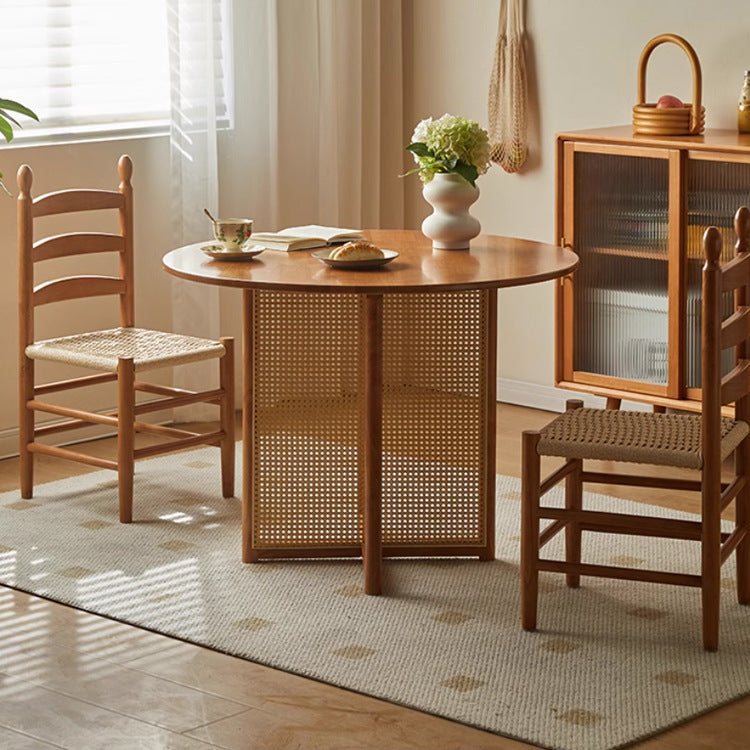 Retro Braided Rope Wood Ladder-Back Dining Chair