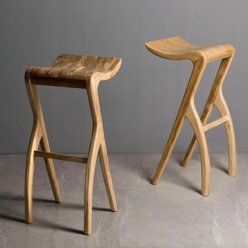 Lighom traditional ash curved wood stone bar & counter stools