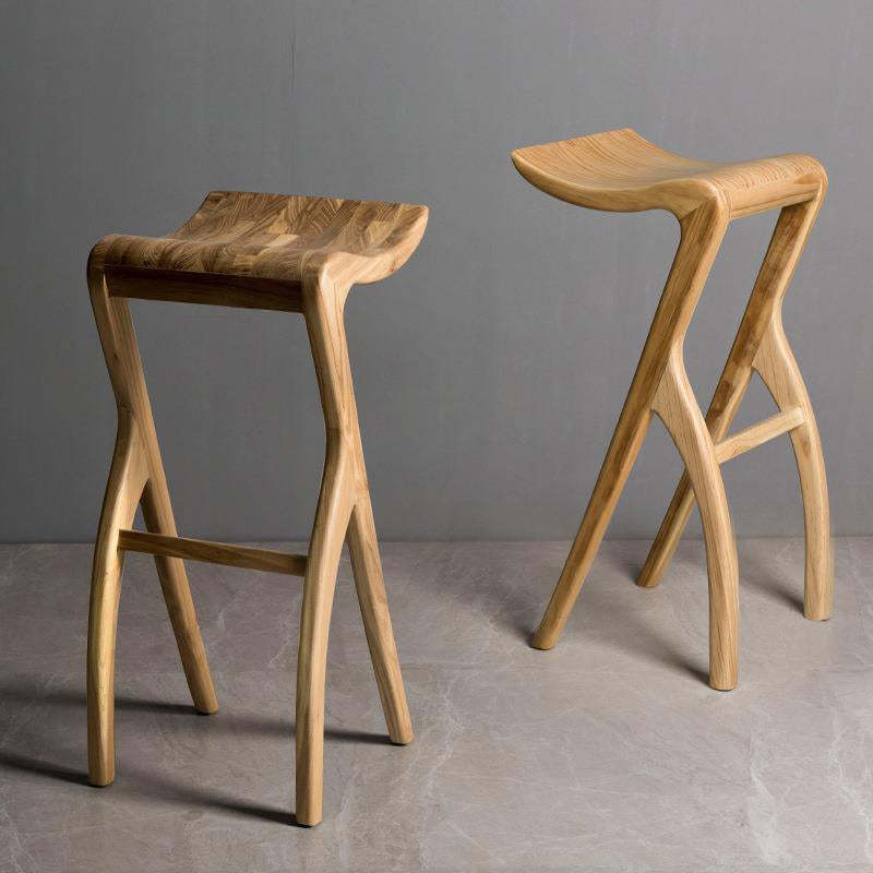 Japanese Curved Ash Wood Bar Stool