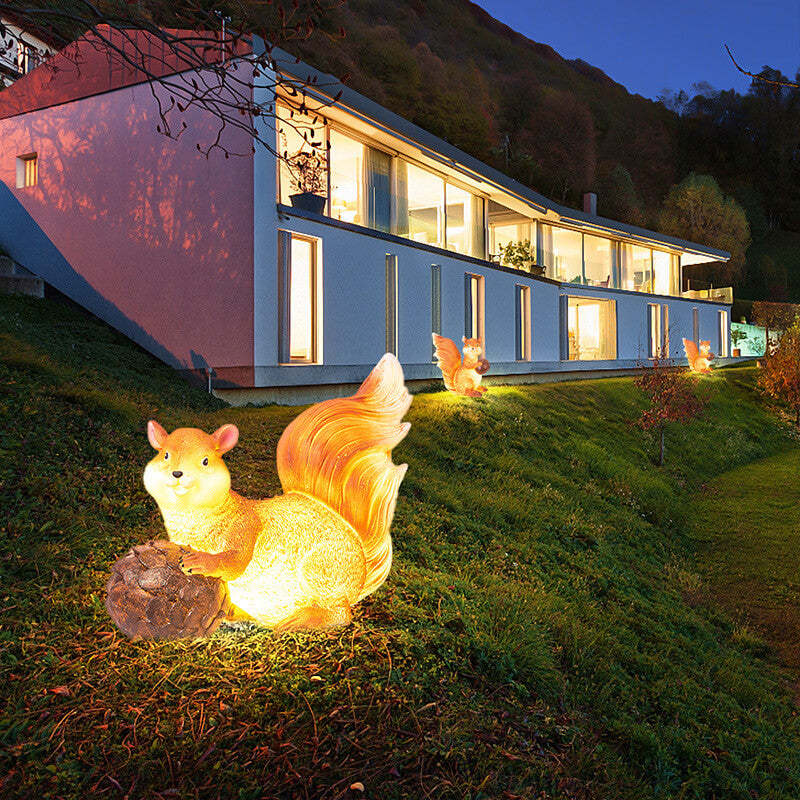 Solar Rabbit Squirrel Resin LED Outdoor Landscape Light