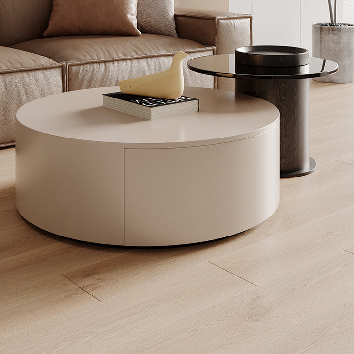 Minimalist Wood Metal Glass Coffee Table Set — Side Table / Khaki