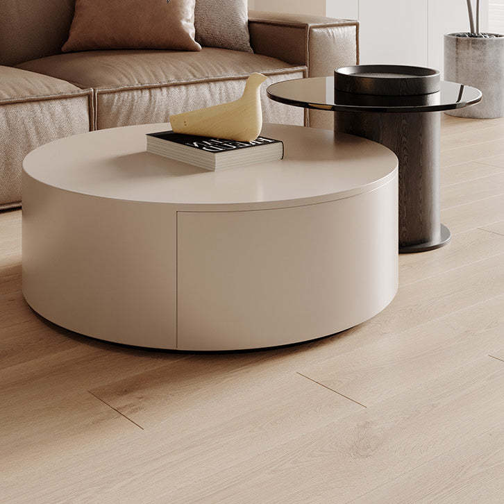 Minimalist Wood Metal Glass Coffee Table Set — Side Table / Khaki