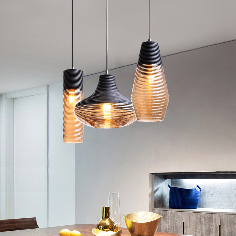 Scandinavian Cylinder Oval Iron Glass Pendant Light