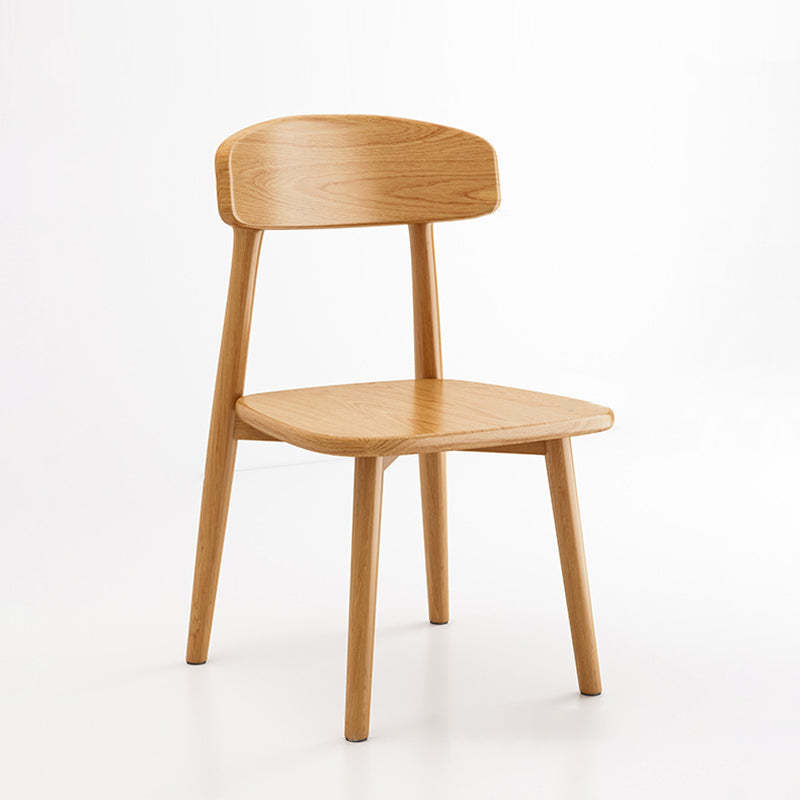Minimalist Leather Fabric Wood Dining Chair — Leather / Walnut