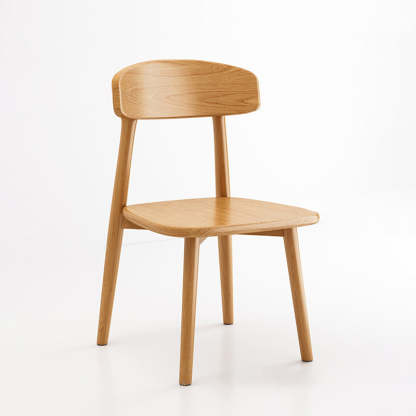 Minimalist Leather Fabric Wood Dining Chair — Leather / Walnut