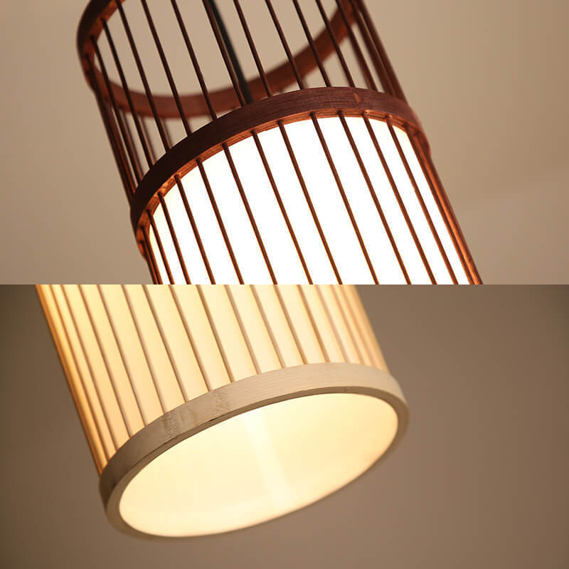 Japanese Zen Bamboo Lantern Pendant Light
