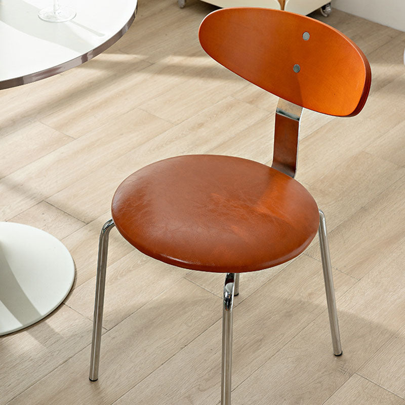Minimalist Round Wood Iron Dining Chair