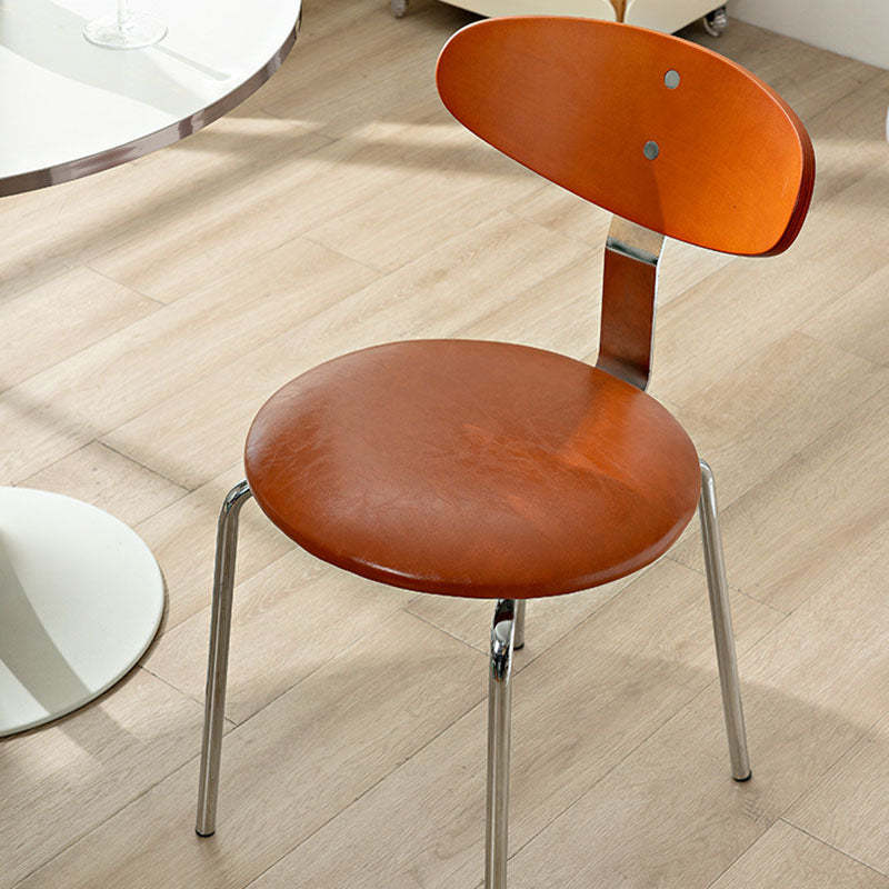 Minimalist Round Wood Iron Dining Chair