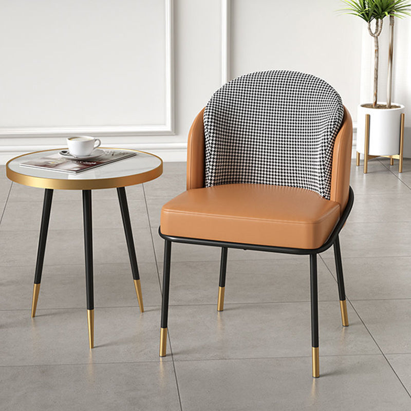 Modern Leather Fabric Curved Dining Chair