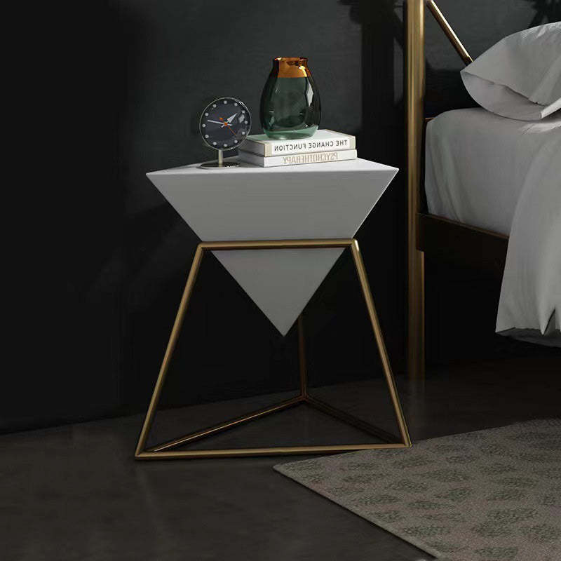Nordic Pyramid Glass Slate Side Table — Glass / Gold / Black