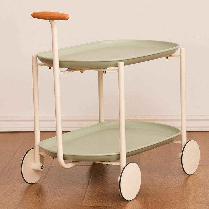 Contemporary Wood Metal Oval End Table 2-Tier — Green