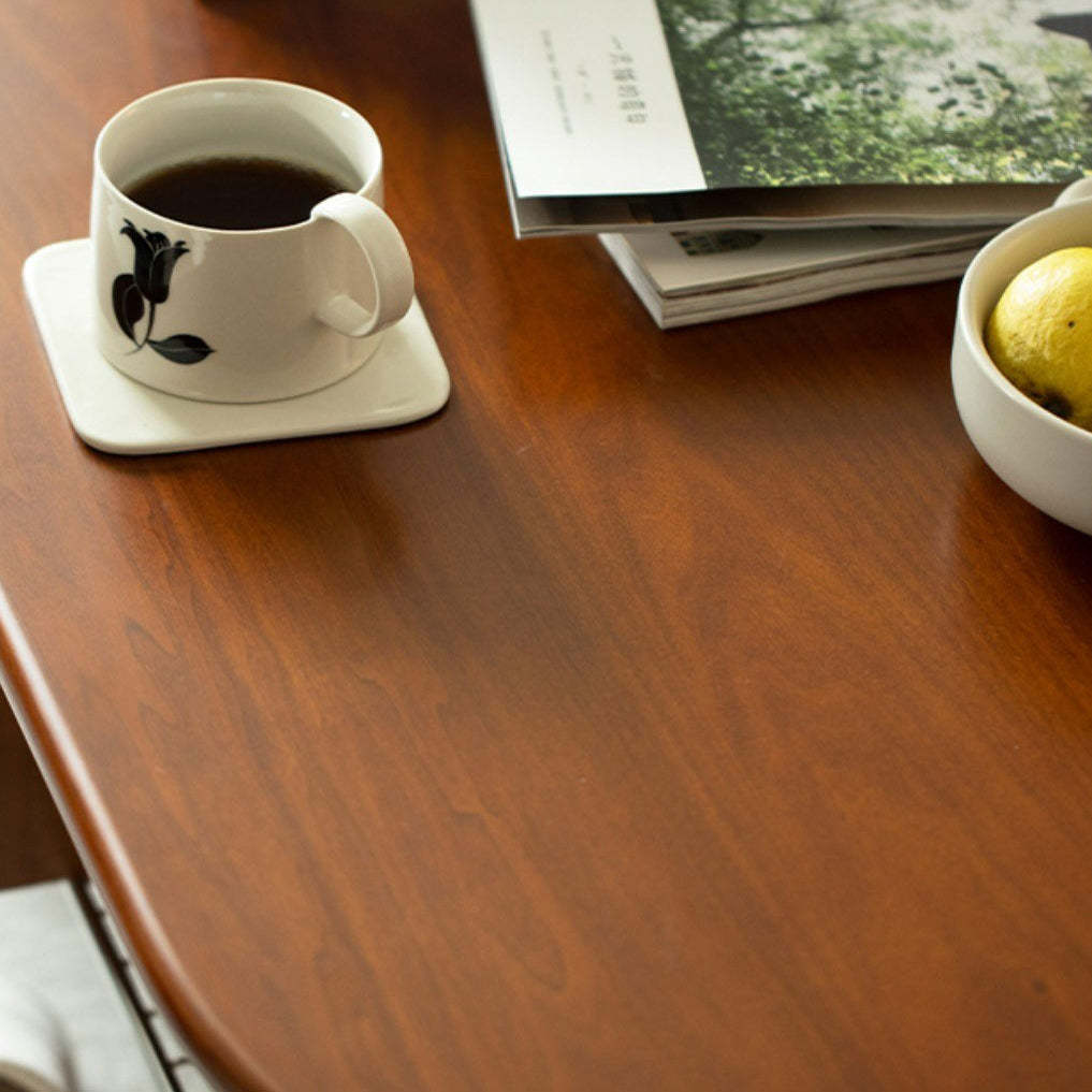 Retro Pine Wood Elliptical Coffee Table 2-Tier