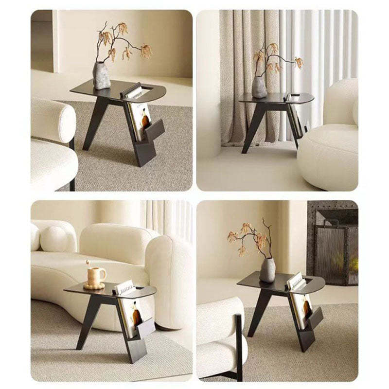 Minimalist Triangle Wood 1-Shelf Side Table