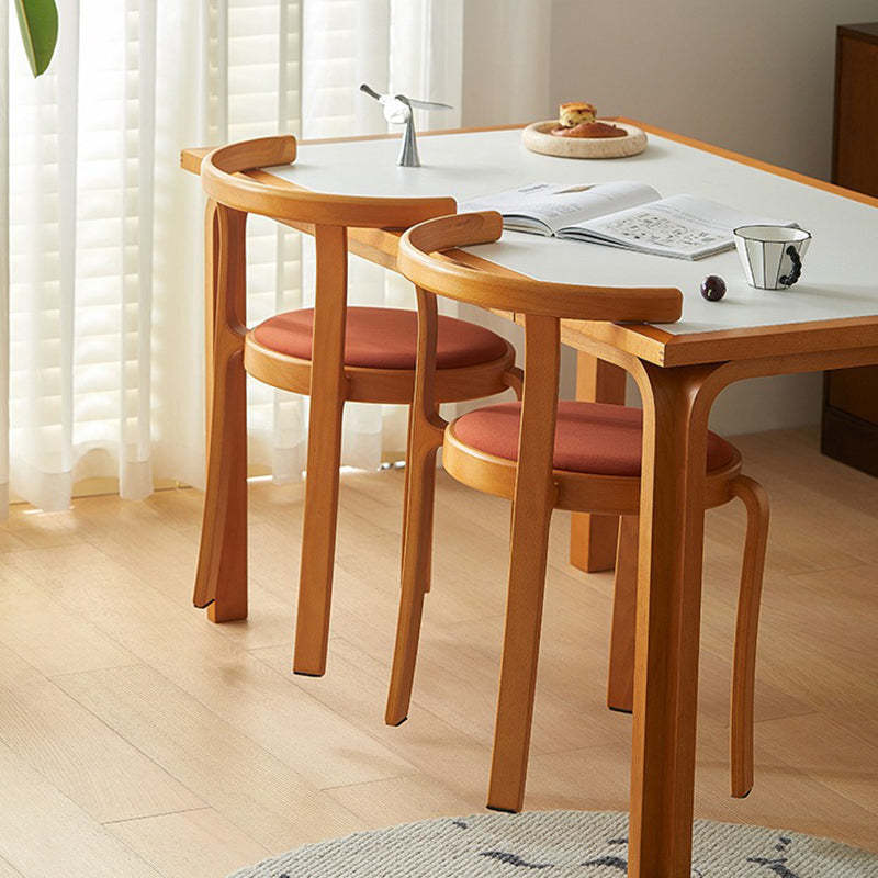 Chinese Wood Flannel Dining Chair — Wood / Brown