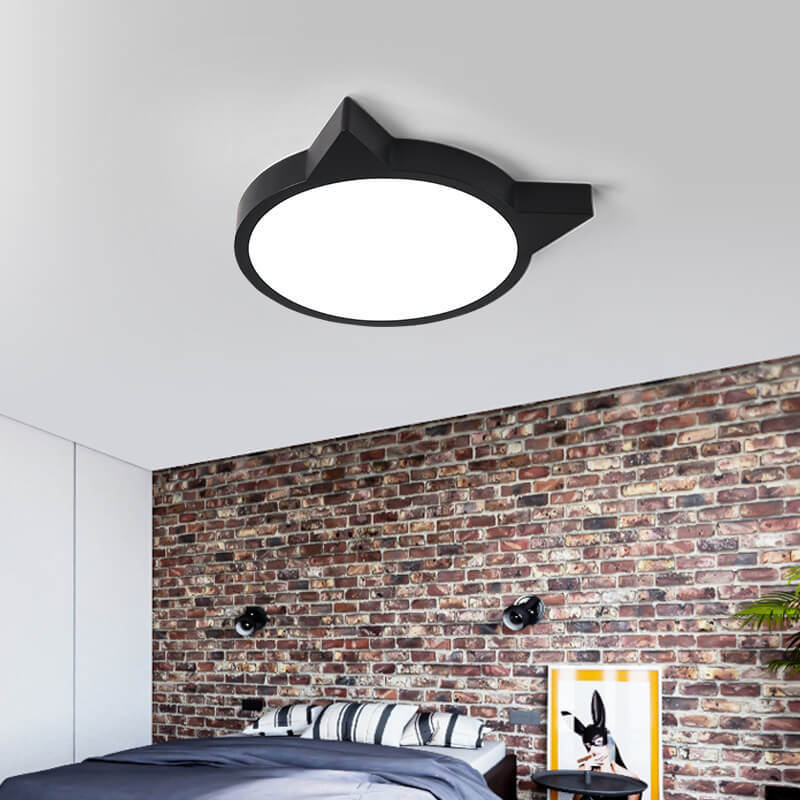 Nordic Macaron Cat LED Kids Flush Mount Light
