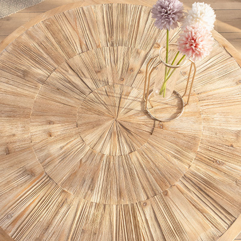 Japanese Round Wood Iron Coffee Table