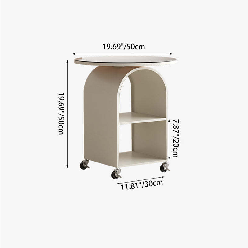 Contemporary Tempered Glass Iron Arched End Table 2-Cabinet