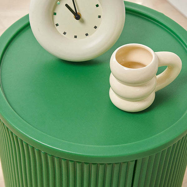 Minimalist Cylinder Plastic Nightstand — Pink