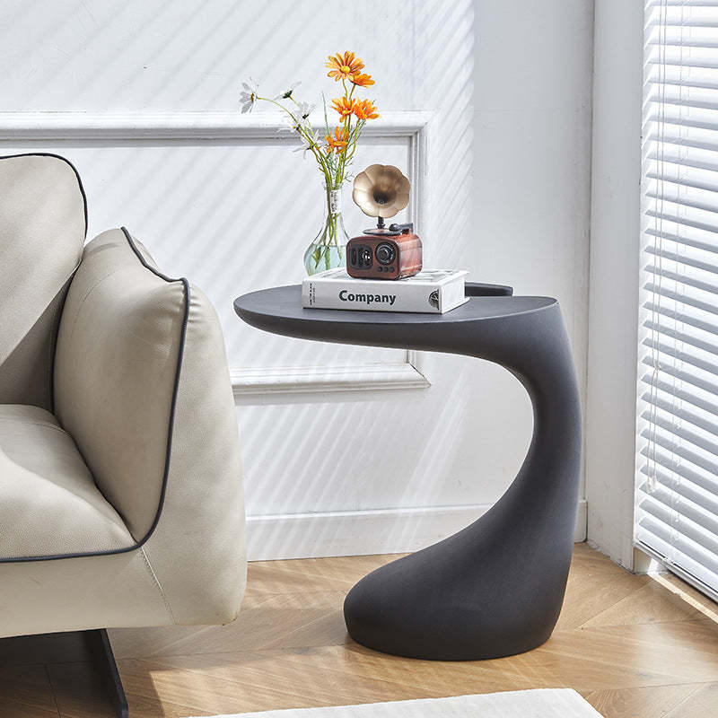 Contemporary Oval Base Plastic End Table — Black