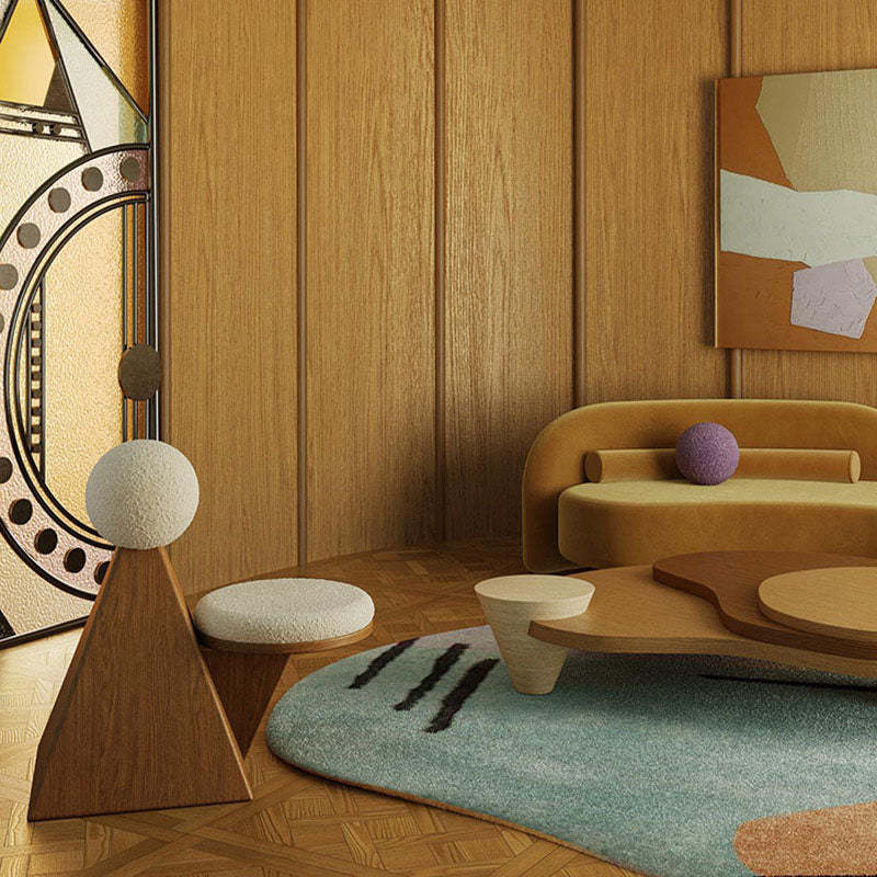 Contemporary Ash Wood Lambswool Lounge Chair