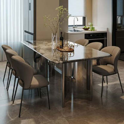 Minimalist Microfiber Leather Steel Curved Dining Chair