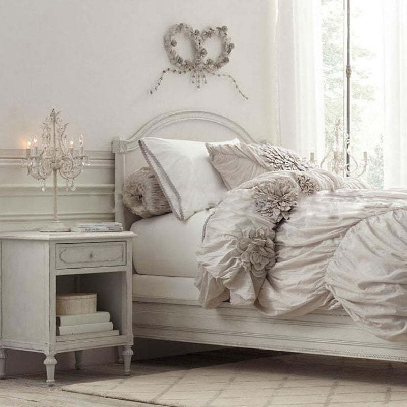 Boho Distressed White Candelabra Crystal Bead Table Lamp