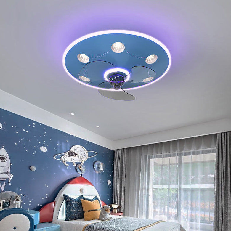 Modern UFO Iron Flush Mount Ceiling Fan Light