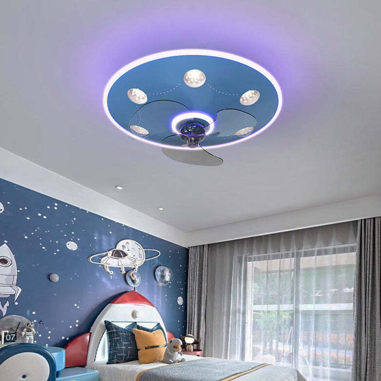 Modern UFO Iron Flush Mount Ceiling Fan Light