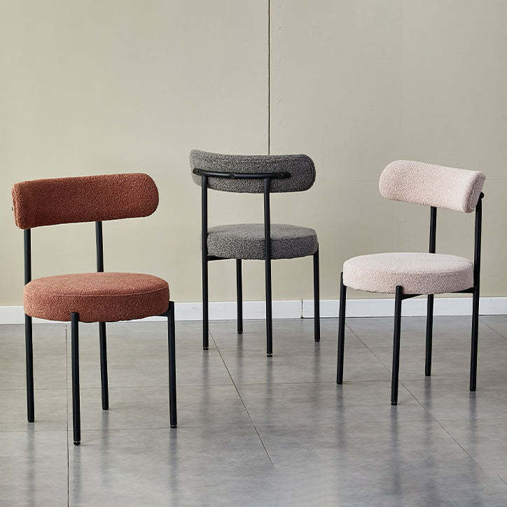 Nordic Round Fabric Metal Dining Chair — Pink