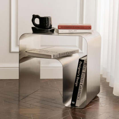 Minimalist Curved Steel Side Table