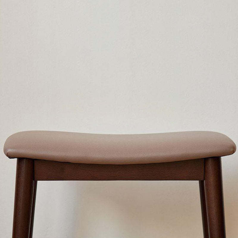 Minimalist Soft Leather Wood Vanity Stool