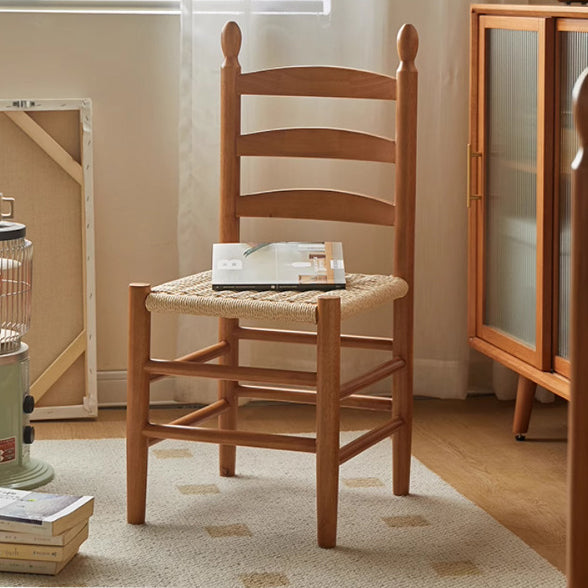 Retro Braided Rope Wood Ladder-Back Dining Chair