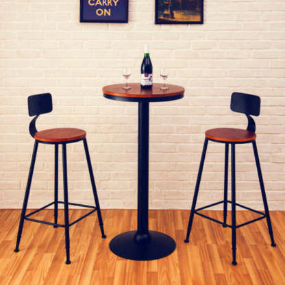Vintage Wood Iron Round Bar Stool