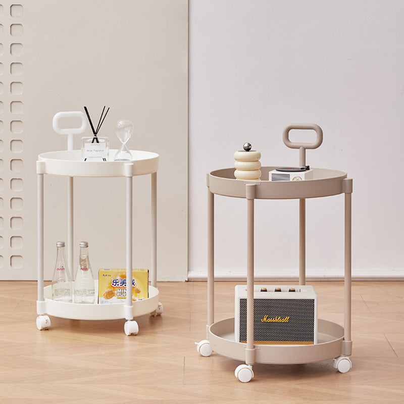 Minimalist Rotating 2-Tier Plastic Coffee Table — Black